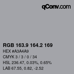 Color code: RGB 163.9 164.2 169 | qconv.com