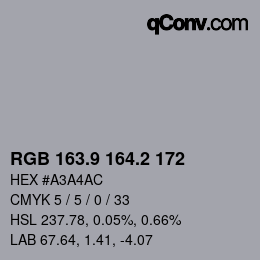 Color code: RGB 163.9 164.2 172 | qconv.com