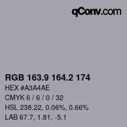 Farbcode: RGB 163.9 164.2 174 | qconv.com