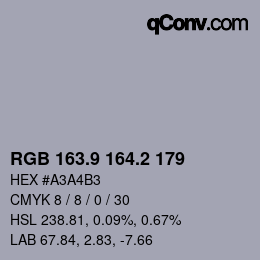 Color code: RGB 163.9 164.2 179 | qconv.com