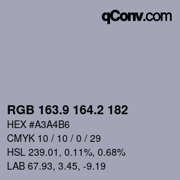 Color code: RGB 163.9 164.2 182 | qconv.com
