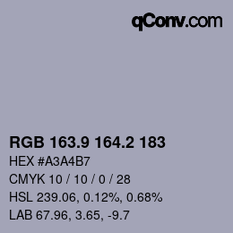 Color code: RGB 163.9 164.2 183 | qconv.com