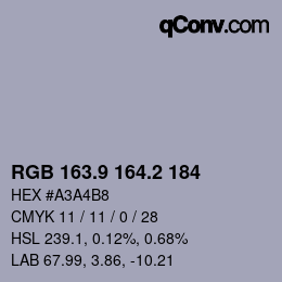 Farbcode: RGB 163.9 164.2 184 | qconv.com