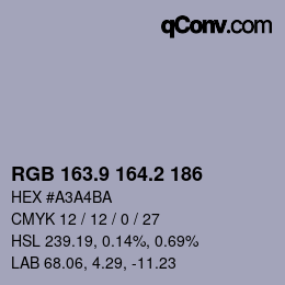 Color code: RGB 163.9 164.2 186 | qconv.com