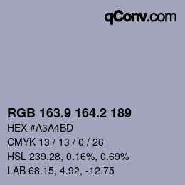 Color code: RGB 163.9 164.2 189 | qconv.com