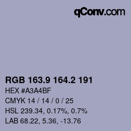 Color code: RGB 163.9 164.2 191 | qconv.com