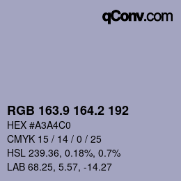 Farbcode: RGB 163.9 164.2 192 | qconv.com
