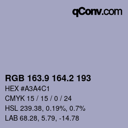 Color code: RGB 163.9 164.2 193 | qconv.com