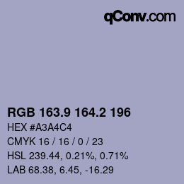 Color code: RGB 163.9 164.2 196 | qconv.com