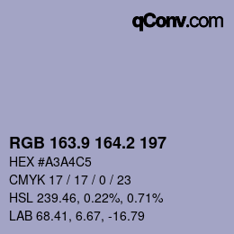 カラーコード: RGB 163.9 164.2 197 | qconv.com