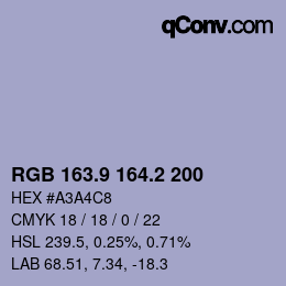 カラーコード: RGB 163.9 164.2 200 | qconv.com