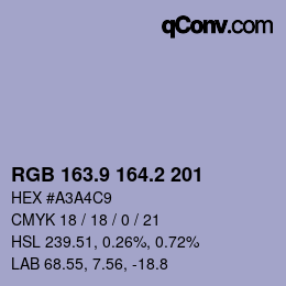 Color code: RGB 163.9 164.2 201 | qconv.com