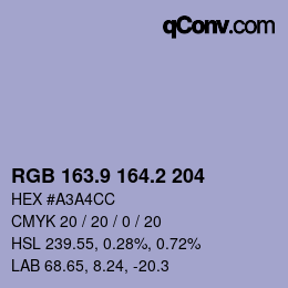 カラーコード: RGB 163.9 164.2 204 | qconv.com