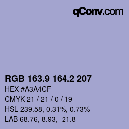 Color code: RGB 163.9 164.2 207 | qconv.com