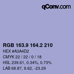 Color code: RGB 163.9 164.2 210 | qconv.com