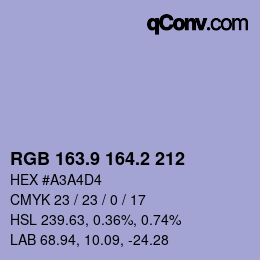 カラーコード: RGB 163.9 164.2 212 | qconv.com