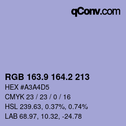 カラーコード: RGB 163.9 164.2 213 | qconv.com
