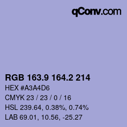 カラーコード: RGB 163.9 164.2 214 | qconv.com