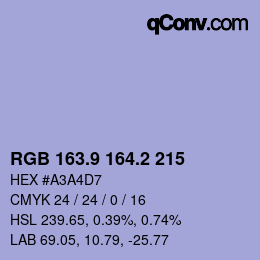 Color code: RGB 163.9 164.2 215 | qconv.com