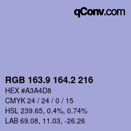 カラーコード: RGB 163.9 164.2 216 | qconv.com