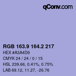 Color code: RGB 163.9 164.2 217 | qconv.com