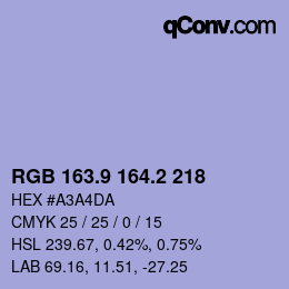 カラーコード: RGB 163.9 164.2 218 | qconv.com