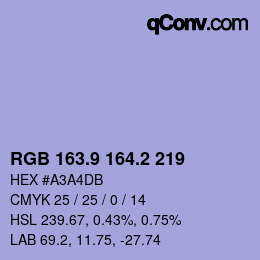 カラーコード: RGB 163.9 164.2 219 | qconv.com
