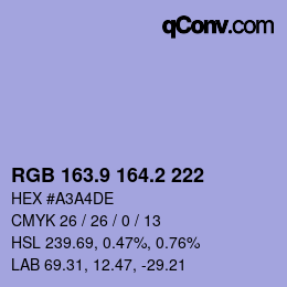 Color code: RGB 163.9 164.2 222 | qconv.com