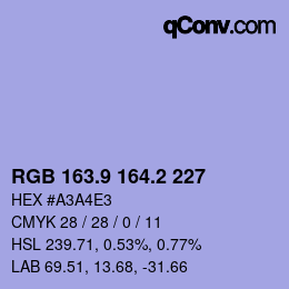 Color code: RGB 163.9 164.2 227 | qconv.com
