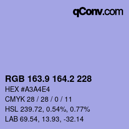 Color code: RGB 163.9 164.2 228 | qconv.com