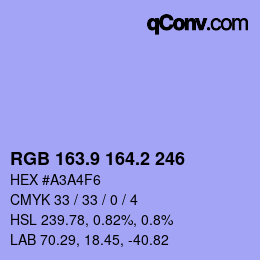 Color code: RGB 163.9 164.2 246 | qconv.com