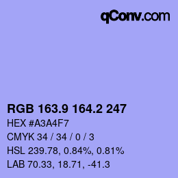 カラーコード: RGB 163.9 164.2 247 | qconv.com