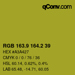 カラーコード: RGB 163.9 164.2 39 | qconv.com