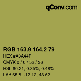 Color code: RGB 163.9 164.2 79 | qconv.com