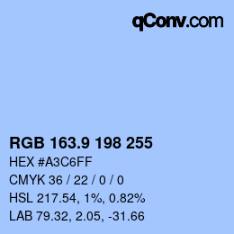 カラーコード: RGB 163.9 198 255 | qconv.com
