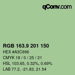 カラーコード: RGB 163.9 201 150 | qconv.com