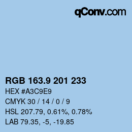 Color code: RGB 163.9 201 233 | qconv.com