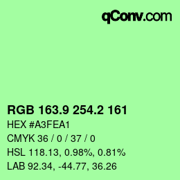 カラーコード: RGB 163.9 254.2 161 | qconv.com