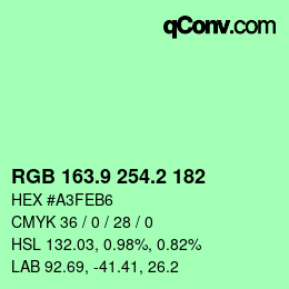 カラーコード: RGB 163.9 254.2 182 | qconv.com