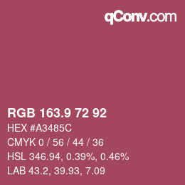 カラーコード: RGB 163.9 72 92 | qconv.com