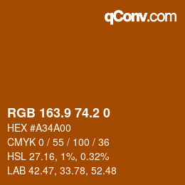 カラーコード: RGB 163.9 74.2 0 | qconv.com