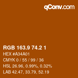 Color code: RGB 163.9 74.2 1 | qconv.com
