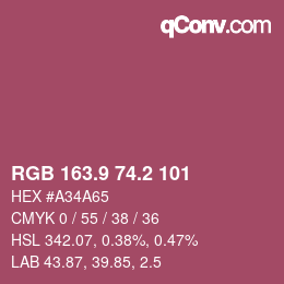 Color code: RGB 163.9 74.2 101 | qconv.com