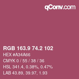 カラーコード: RGB 163.9 74.2 102 | qconv.com