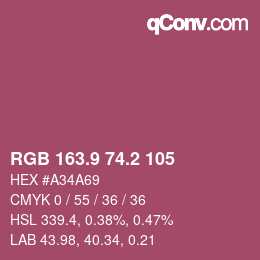 カラーコード: RGB 163.9 74.2 105 | qconv.com