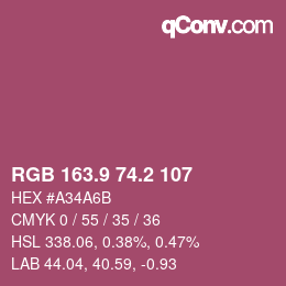 カラーコード: RGB 163.9 74.2 107 | qconv.com