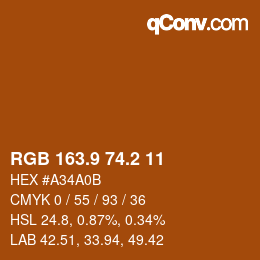 Color code: RGB 163.9 74.2 11 | qconv.com