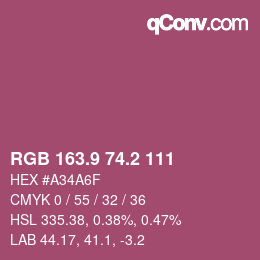 Color code: RGB 163.9 74.2 111 | qconv.com
