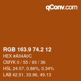 カラーコード: RGB 163.9 74.2 12 | qconv.com