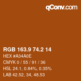 Color code: RGB 163.9 74.2 14 | qconv.com